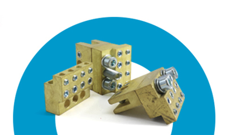 Brass distribution blocks for direct clamping on busbars